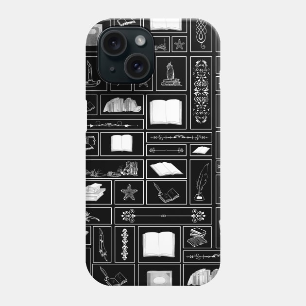 Retro book lovers' pattern Phone Case by All About Nerds