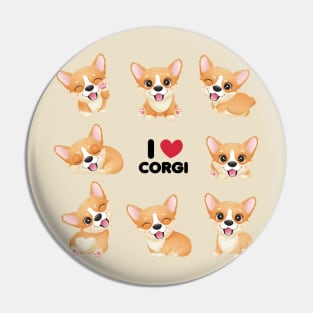 cute little corgi with watercolor collection tshirt Pin