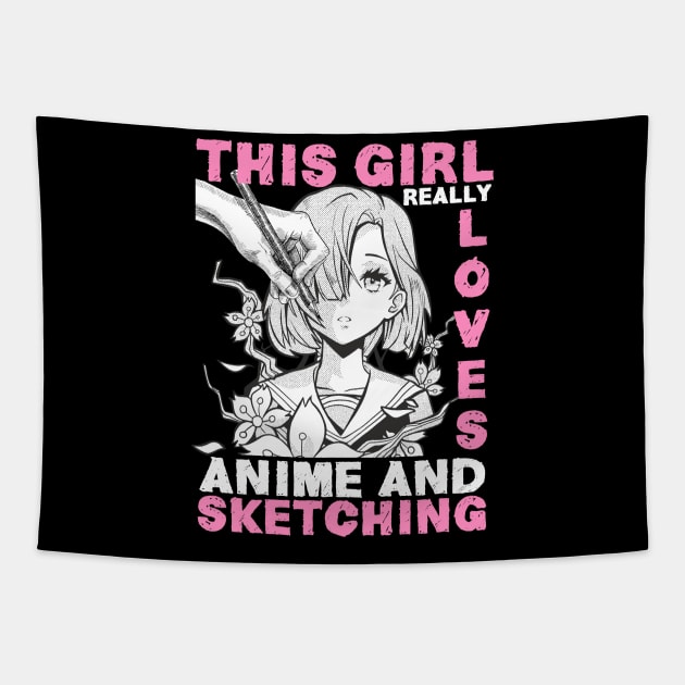 This Girl Really Loves Anime & Sketching Otaku Tapestry by TheTeeBee