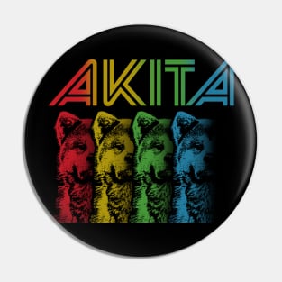 Cool Retro Groovy Akita Dog Pin