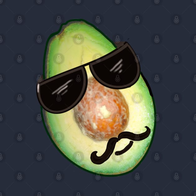 Avocado with shades and moustache looking cool by Artonmytee