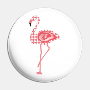 Fashionista Pink and White Argyle Pattern Flamingo Pin