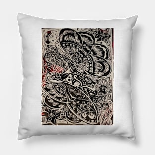 Linograph Print : Butterflies Pillow