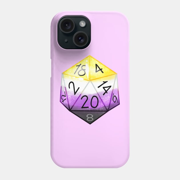 Nonbinary Pride D20 Dice Phone Case by theoneKierce