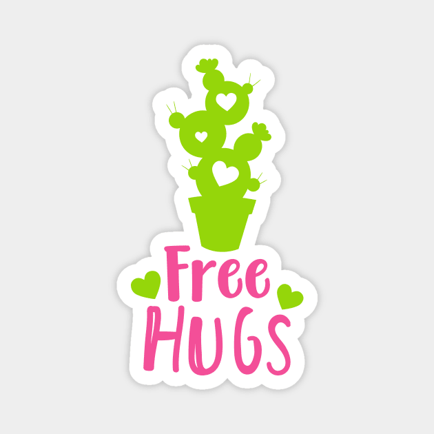 Free Hugs, Cactus, Cacti, Succulent, Plant, Hearts Magnet by Jelena Dunčević