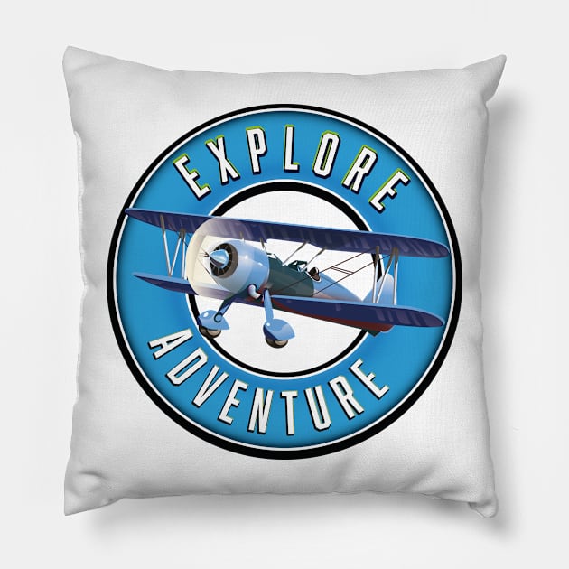 bi plane explore adventure Pillow by nickemporium1