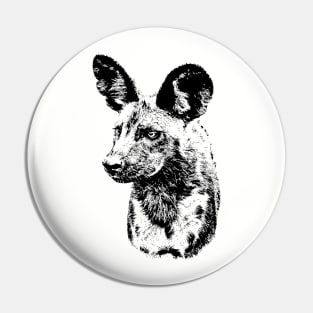 Wild Dog on Alert for Dog Lovers Pin