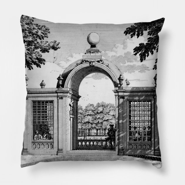 Gateway to the French Garden Pillow by Marccelus