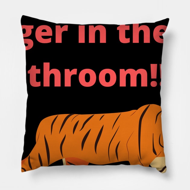 There's a tiger in the Bathroom Pillow by Courtney's Creations