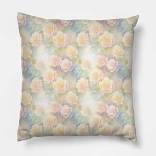 Vintage Watercolor Wild Peachy Roses Pillow