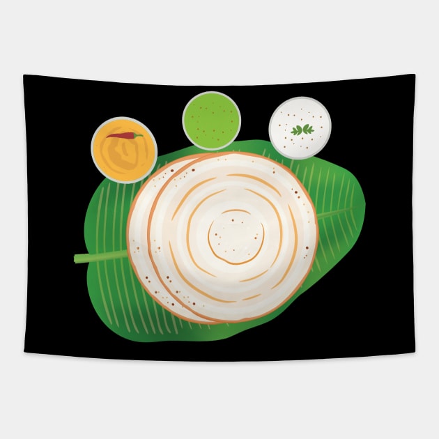 Masala Dosa Idli Churtney on Banana Leaf Indian Food Tapestry by alltheprints