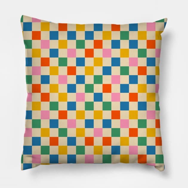 Colorful Mini Check Checkered Pattern Pillow by KierkegaardDesignStudio