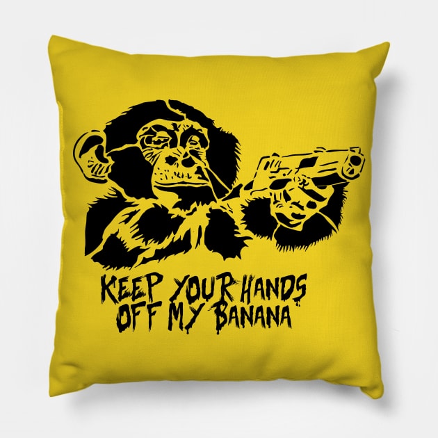 Keep your hands off my banana Monkey stencil Pillow by VinagreShop