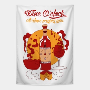 Red and Gold Wine O'Clock Tapestry