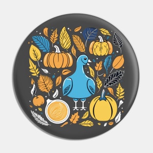 Thanksgiving fall leaves, pumpkins and turkey design Pin