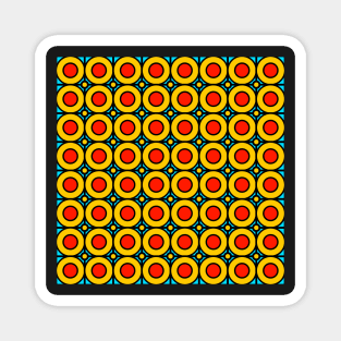 red and yellow abstract geometrical retro pattern Magnet