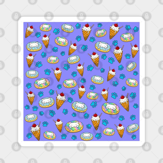 Cats and sweets pattern Magnet by Purrfect