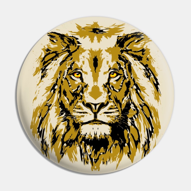 Beige Lion Head - Lion Portrait - Tigazprint Pin by BigWildKiwi