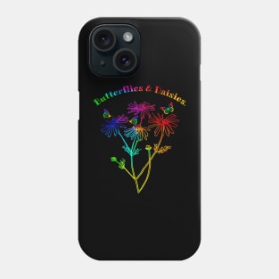 Neon Rainbow Butterflies and Daisies Phone Case