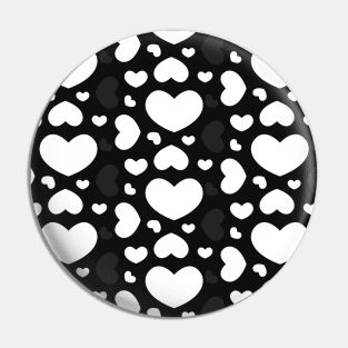 White, black and grey hearts pattern Pin