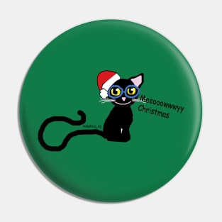 Meowy Christmas Black Cat Pin