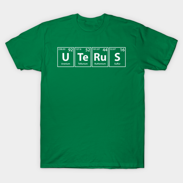 Uterus U Te Ru S Periodic Elements Spelling Uterus T Shirt Teepublic