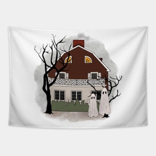 Ghost Visiting Horror House Tapestry