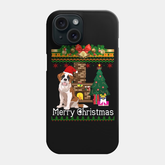 Ugly Christmas Sweater Saint Bernard Dog Phone Case by LaurieAndrew