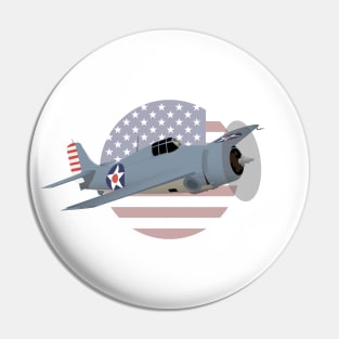 Patriotic WW2 F4F Wildcat Airplane Pin