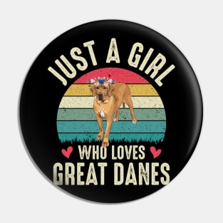 Just A Girl Who Loves Great Danes Cute Great Dane Puppy Dog Lover Pin