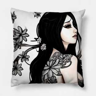 Asian Tattoo Girl Pillow