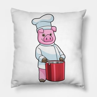 Pig as Cook with Cooking pot Pillow