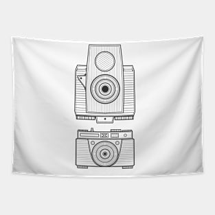 Line Art Vintage Camera Tapestry