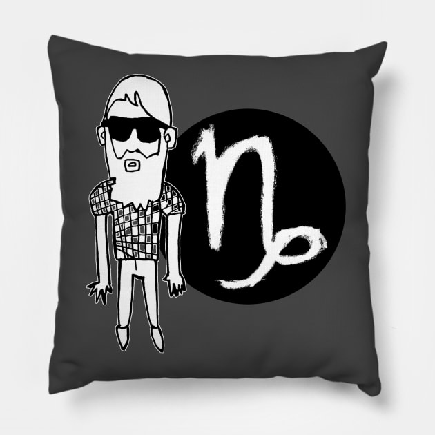 Capricorn Zodiac Man, Capricorn Guy Pillow by badlydrawnbabe