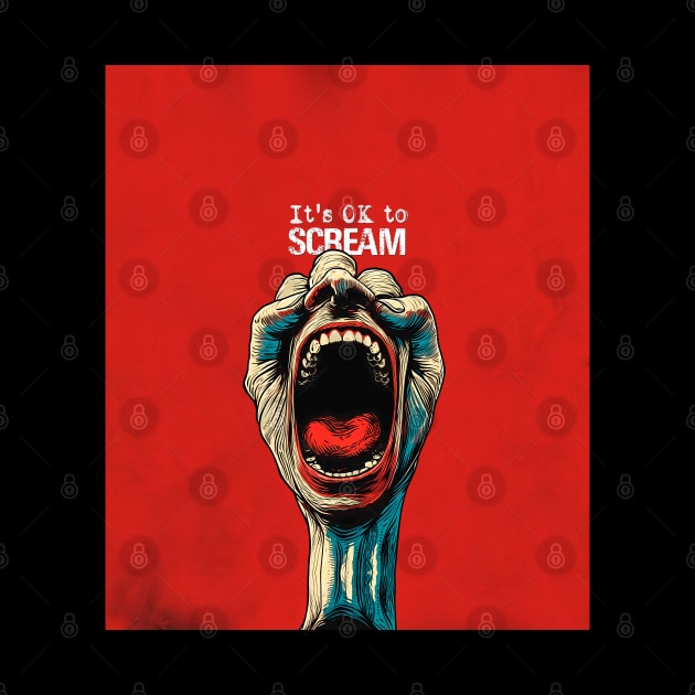 Screaming Hand: It's OK to Scream on a Dark Background by Puff Sumo