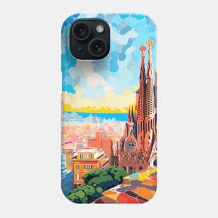 A Pop Art Travel Print of Barcelona - Spain Phone Case