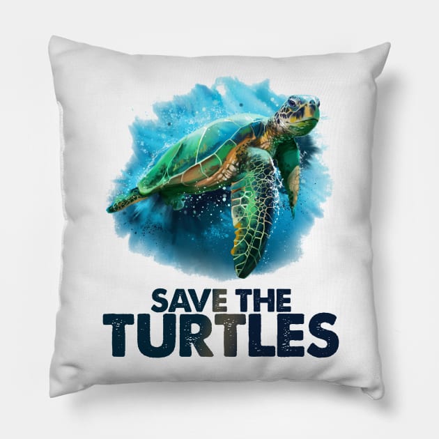 Save The Turtles! Clean Ocean Gift Pillow by Jamrock Designs