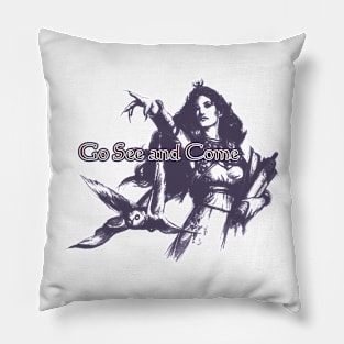 fantastic woman looking at future with her owl design and drawing by ironpalette Pillow