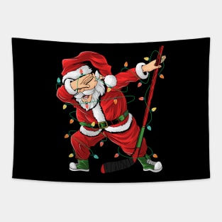 Dabbing Santa Christmas - Ice Hockey Player - Cool Xmas Pajama Tapestry