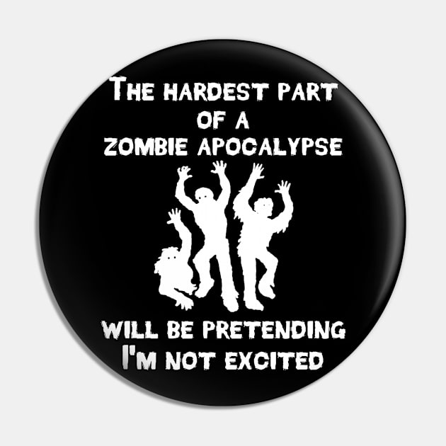 Zombies Hardest Part of the Apocalypse Is Not Being Excited Pin by StacysCellar