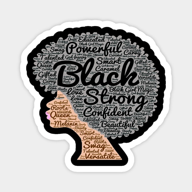 Afro Word Art Natural Hair T Shirt for Black Women Magnet by klausgaiser