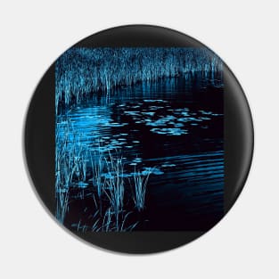 Rushes & Lily Pads (blue) Pin