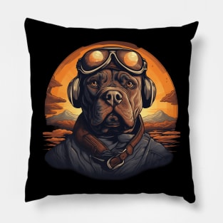 Brown Pitbull Dog Funny Pilot Pillow