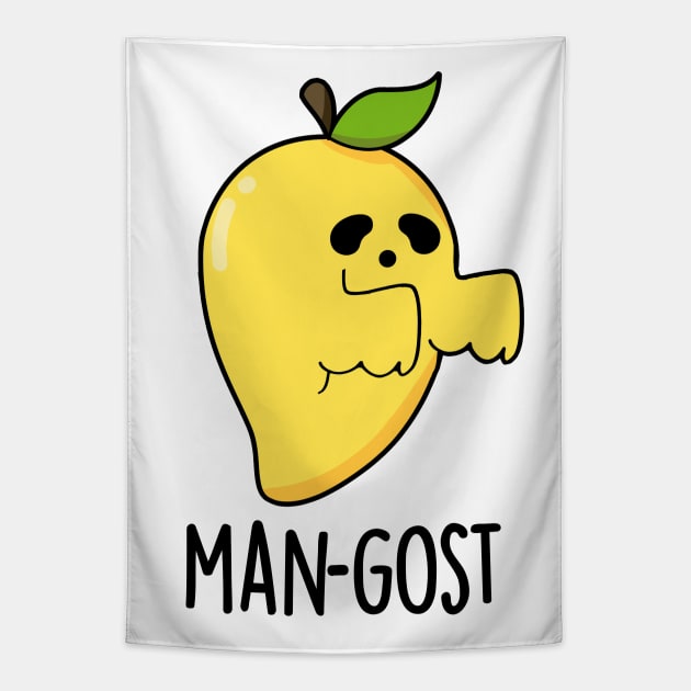 Man-gost Cute Halloween Mango Fruit Ghost Pun Tapestry by punnybone