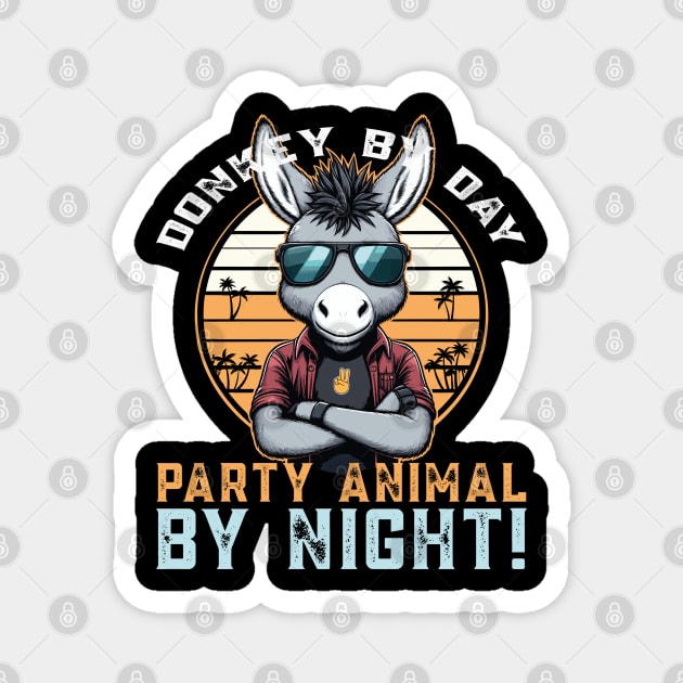 Cool Donkey - Sunset and Palm Vibes! Magnet by JessArty