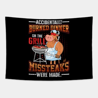 Funny Summer Vacation Bbq Grill Master Steaks Dad Joke T-Shirt Tapestry