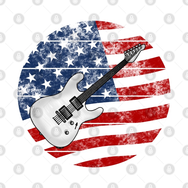 Electric Guitar USA Flag Guitarist Musician 4th July by doodlerob