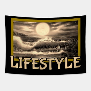 Surfing t-shirt design Tapestry