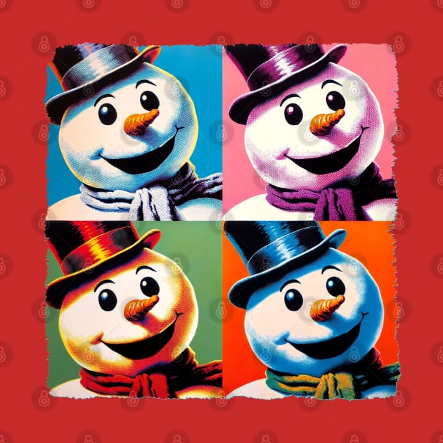 Frosty Fusion: Pop Art's Coolest Creation - Pop Snowman by PawPopArt