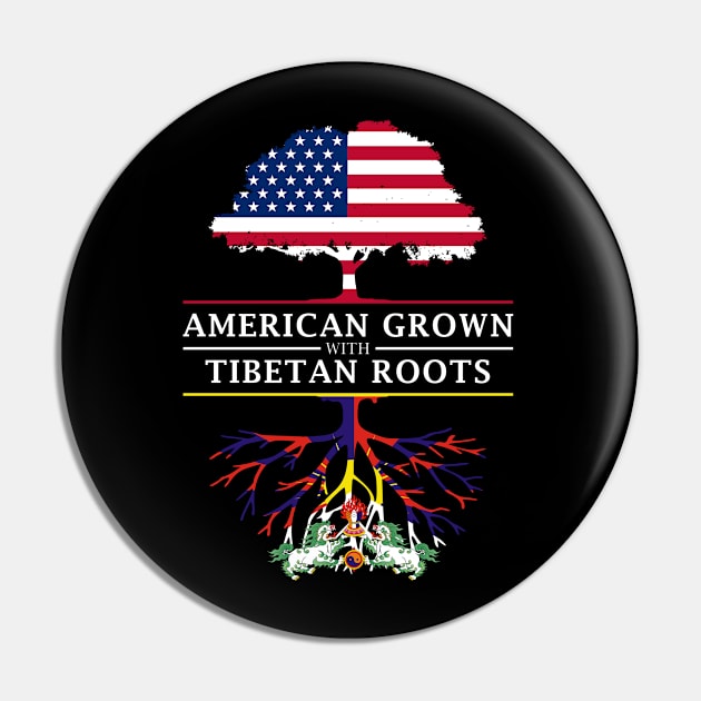 American Grown with Tibetan Roots - Tibet Design Pin by Family Heritage Gifts